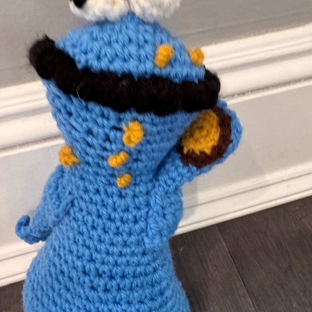 VINTAGE 1978 HANDMADE Sesame Street Cookie Monster Crochet Stuffed Animal Toddle - Picture 4 of 5